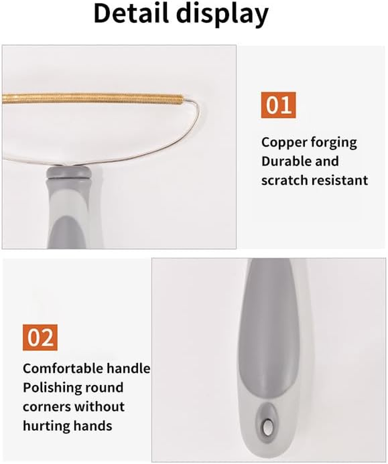 Pet Hair Remover, Dog Cat Hair Remover, Fur Removal Tool, Portable Carpet Scraper, Clothes Fuzz Rollers Hairball Shaver Brush for Carpets, Car Mat, Couch, Pet Bed, Furniture & Rug (Grey, One Size) image number 3