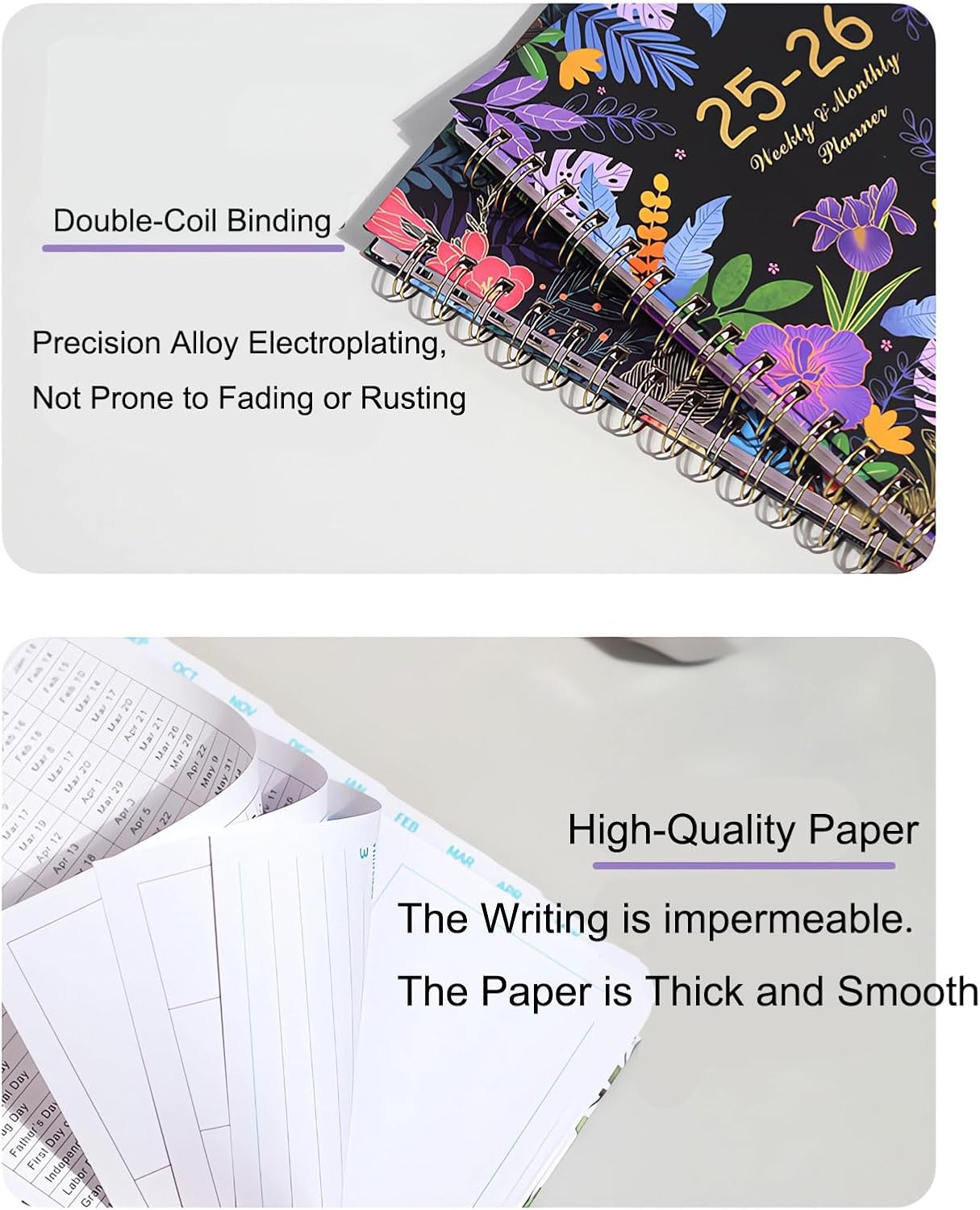 2025-2026 Planner Diary Journal Notebook Weekly Planner Memo A5 Monthly Scheduler Daily Planner Paper for Home Office School Diary Travel Gift Birthday (July 25-June 26) image number 4