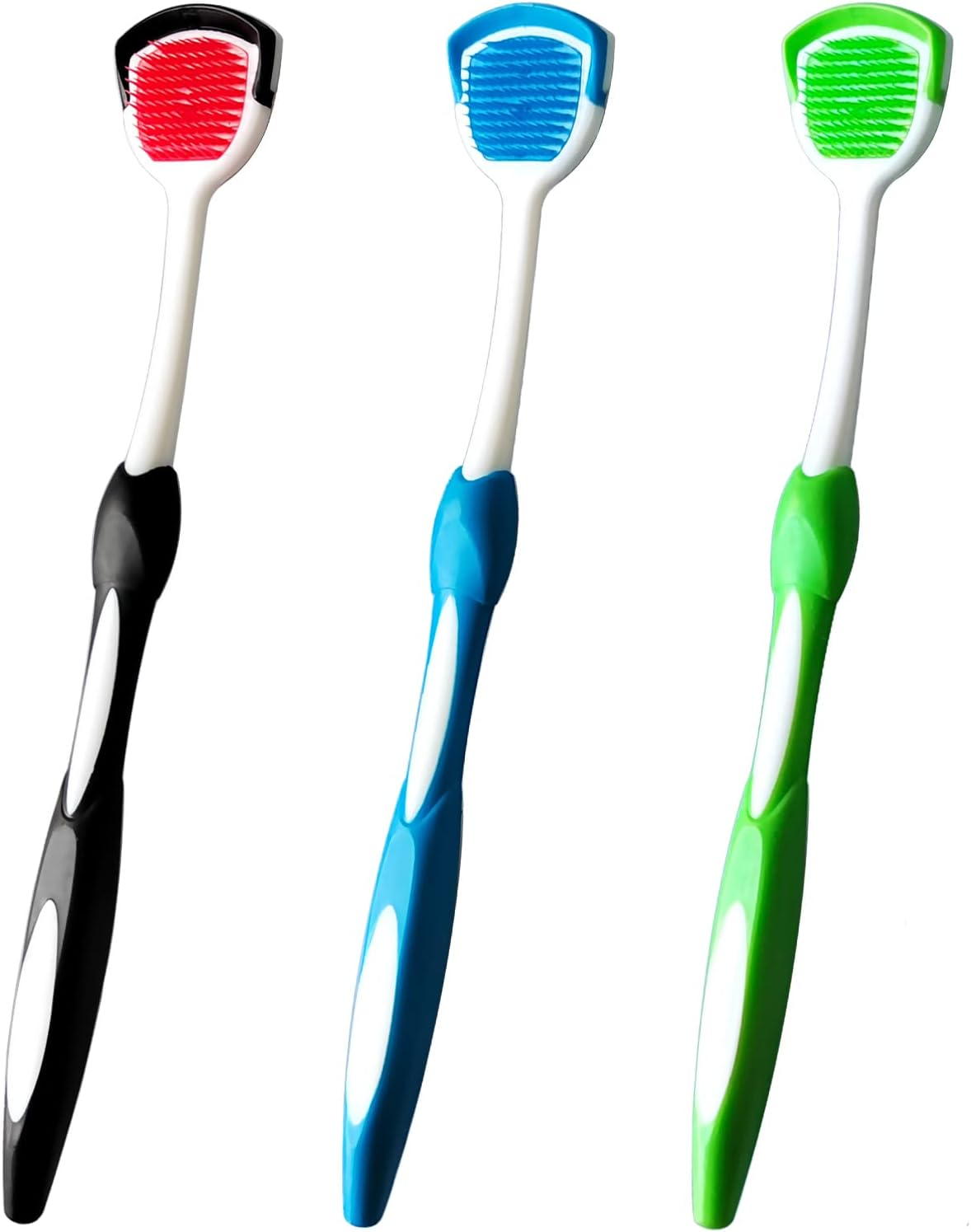 Tongue Brush, Tongue Scraper, Tongue Cleaner Helps Fight Bad Breath, 3 Tongue Scrapers, 3 Pack (Blue & Orange & Red)