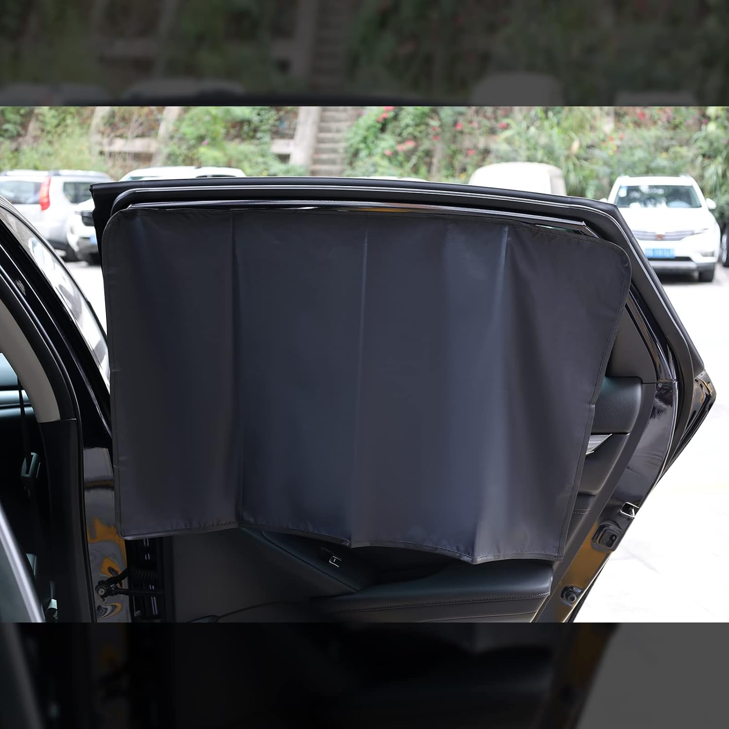 Car Divider Curtain Sun Shade, 1Pc Removable Front Rear Seat Car Curtains and 2Pcs Magnet Square Car Side Curtains Blackout Privacy Shades for Car Camping image number 3