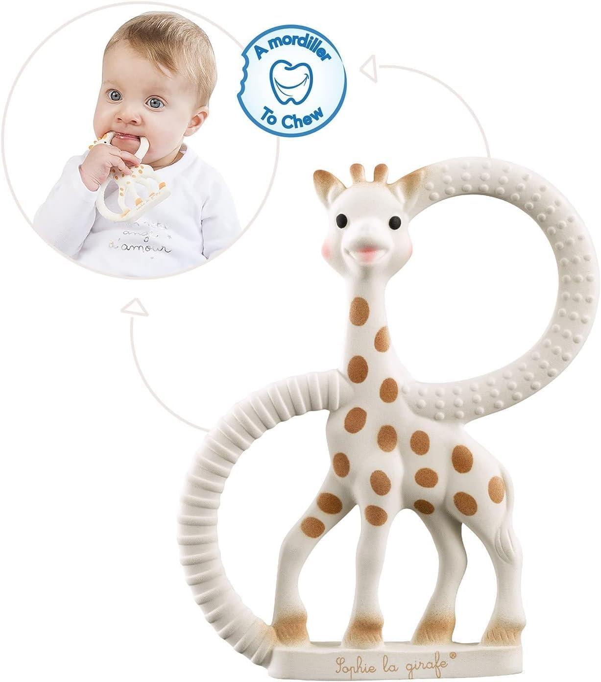 Sophie La Girafe - Teething Ring - 100% Natural Rubber - Gum Relief - Multi-Textured - Safe and Healthy - Baby Toy - Age: 0 M +