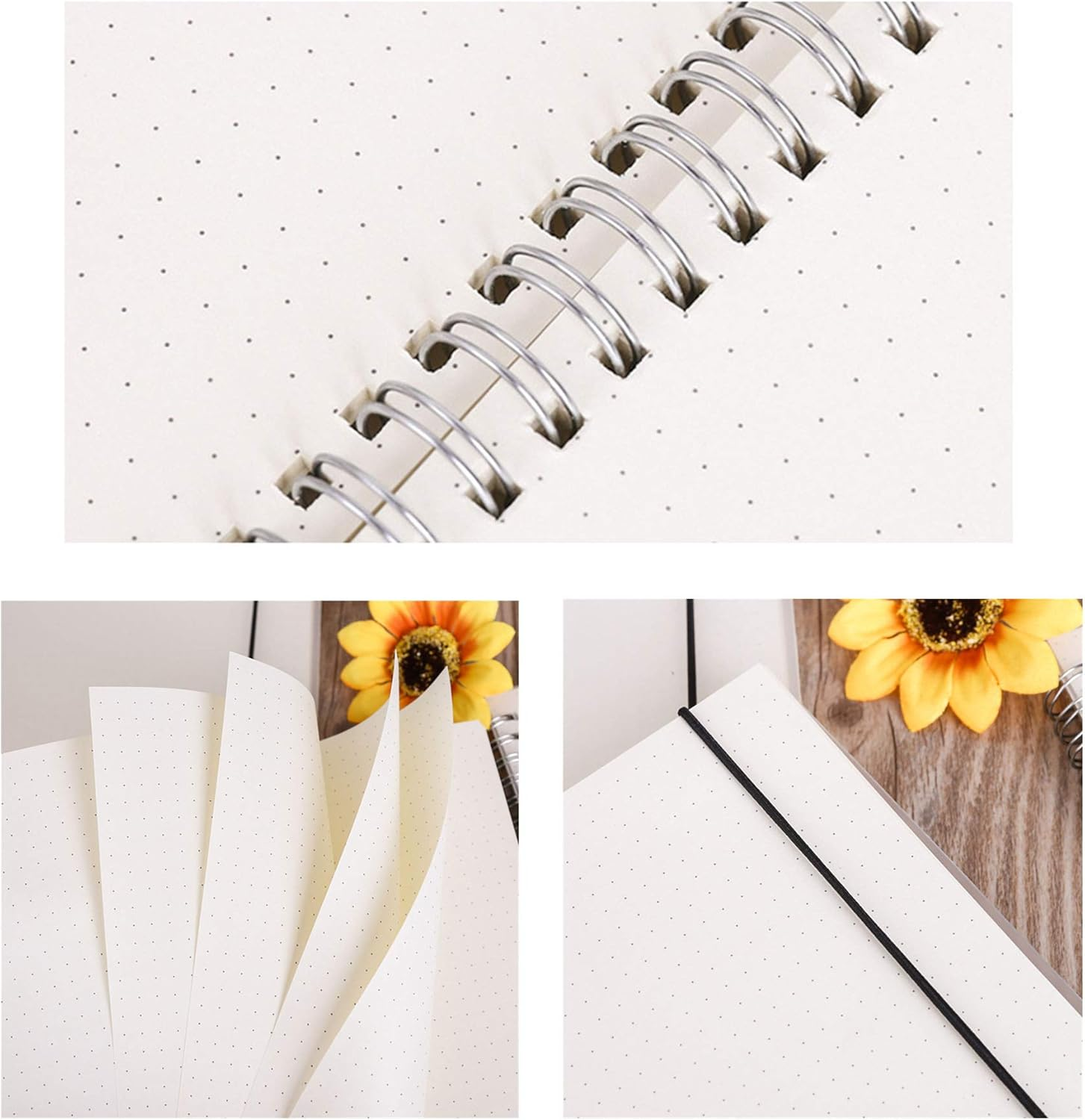 Yansanido Spiral Notebook, 4 Pcs 10.1 Inch X 7.6 Inch B5 Thick Plastic Translucent Frosting Hardcover Dot Paper 80 Sheets -160 Pages Journals for Study and Notes (B5 7.3"X 10"-Dot Grid 4Pcs) image number 3