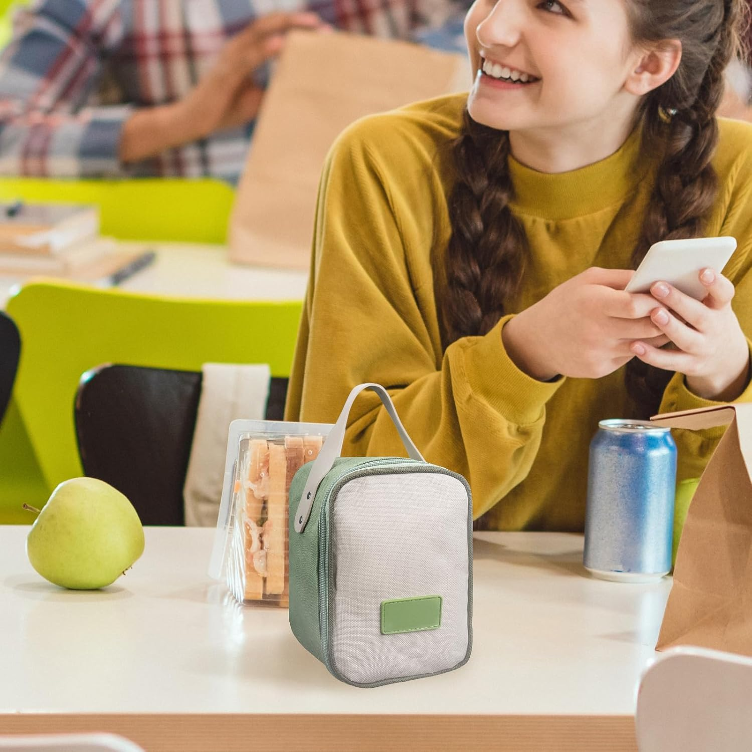 Linkidea Insulated Food Jar Bag, Thermal Snack Bag, Lunch Cooler Bags for Food Jar, Suitable for Office Work, Outdoor Picnics, Compatible with Thermos 16 Oz, Bidakid, Serlium, Blockhutte (Green) image number 3