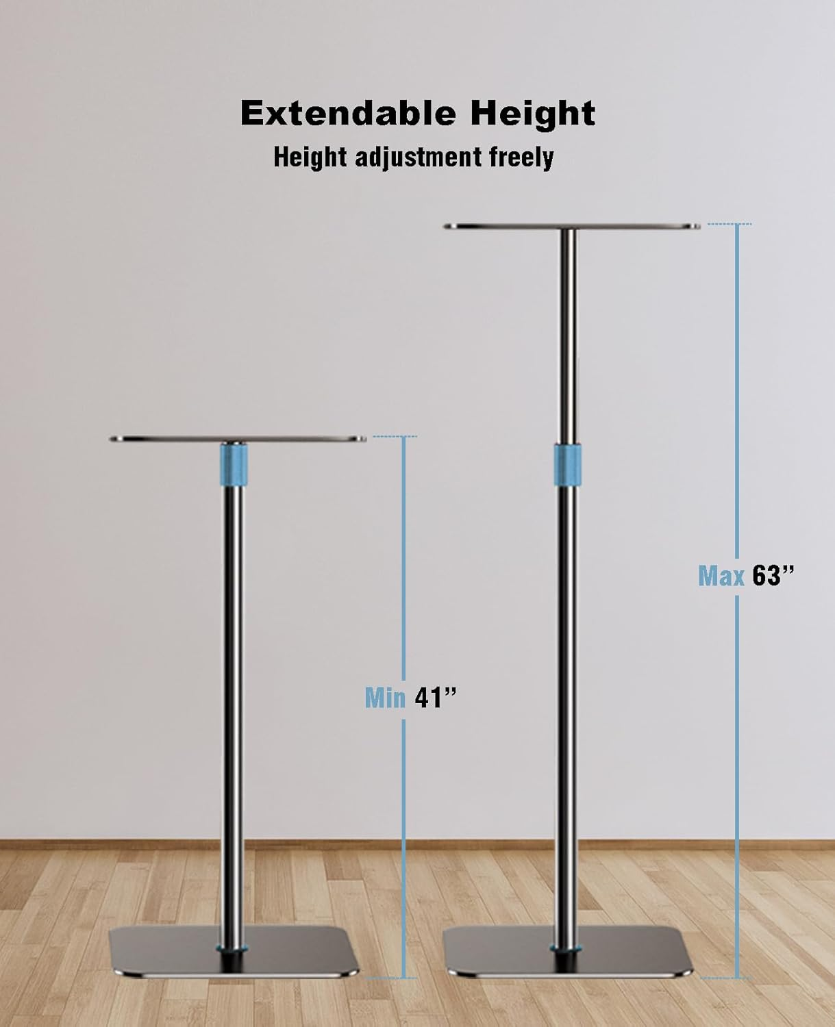 Projector Stand Adjustable Height 41" to 63" Projector Floor Stand with Tray Projector Shelf Stand for Presentations, Home Movie, Studio, Office image number 2