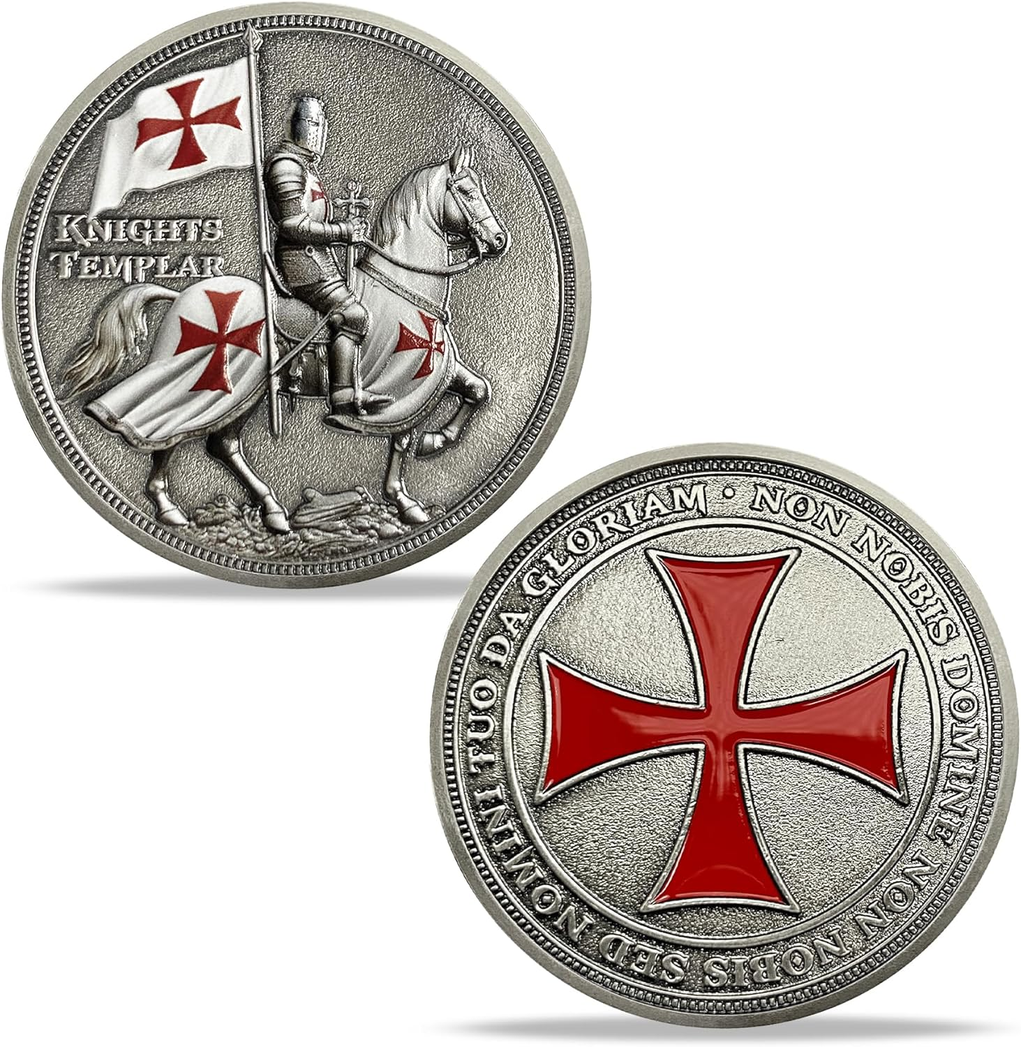 Knights Templar Challenge Coin Christian Christ Red Cross Religious Reminder Gifts for Men Women image number 1