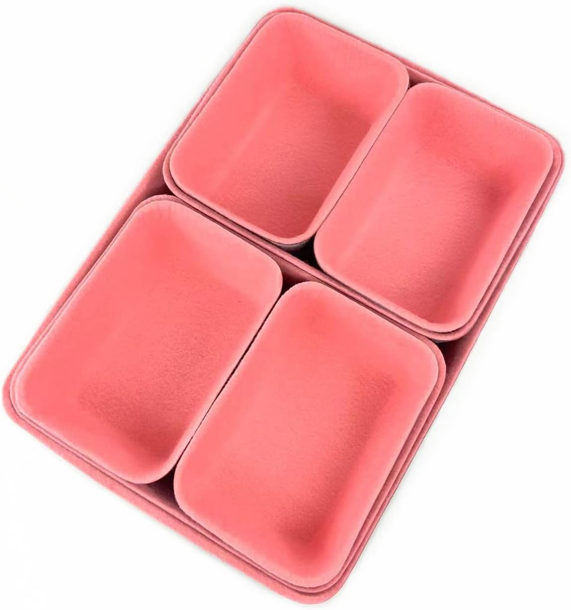 Desk Drawer Organizer, Felt Drawer Organizers Foldable Drawer Dividers Separators Storage Container for Makeup, Jewelries, Utensils in Bedroom Dresser, Office and Kitchen(7Pcs/Set) (Pink+Gray)