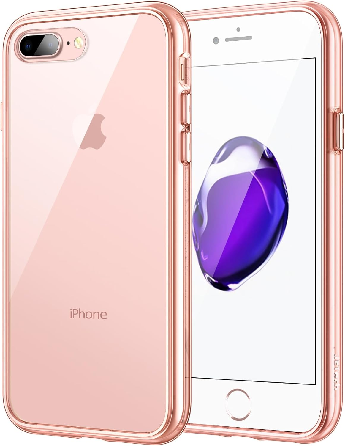 Jetech Case for Iphone 8 plus and Iphone 7 plus 5.5-Inch, Non-Yellowing Shockproof Phone Bumper Cover, Anti-Scratch Clear Back (Rose Gold)