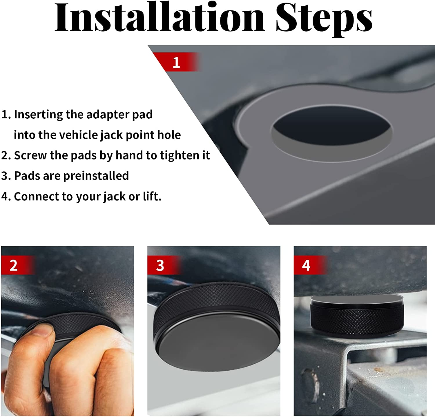 Chirano Lifting Jack Pad for Tesla Model 3/S/X/Y, 4 Pucks with Storage Case, Accessories for Tesla Vehicles image number 6