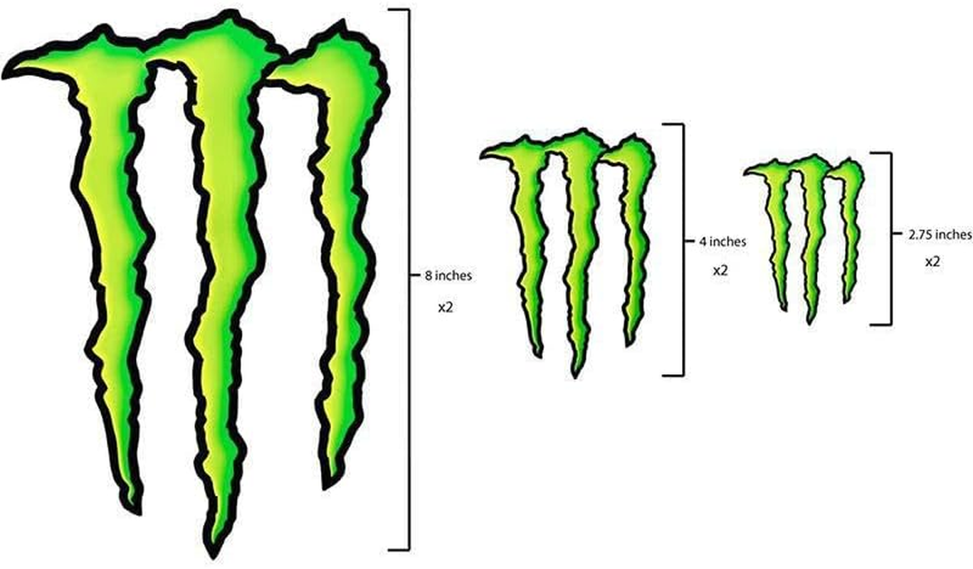 [Stedecals] Sticker Decals Compatible with [Monster] for Cars Motocross Racing Motorbike Dirt Bike ATV Trucks Boats Skateboards Surfboards Snowboards Helmets Laptops Waterbottles (6 Pack)