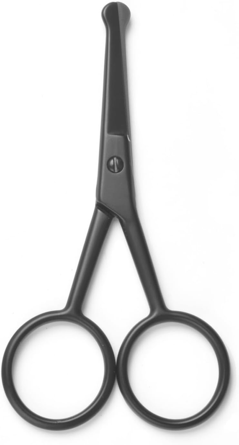 Multicolor Professional Grooming Scissors for Personal Care Facial Hair Removal and Ear Nose Eyebrow Trimming Stainless Steel Fine Straight Tip Scissors 3.9 Inch (Black Curved D)