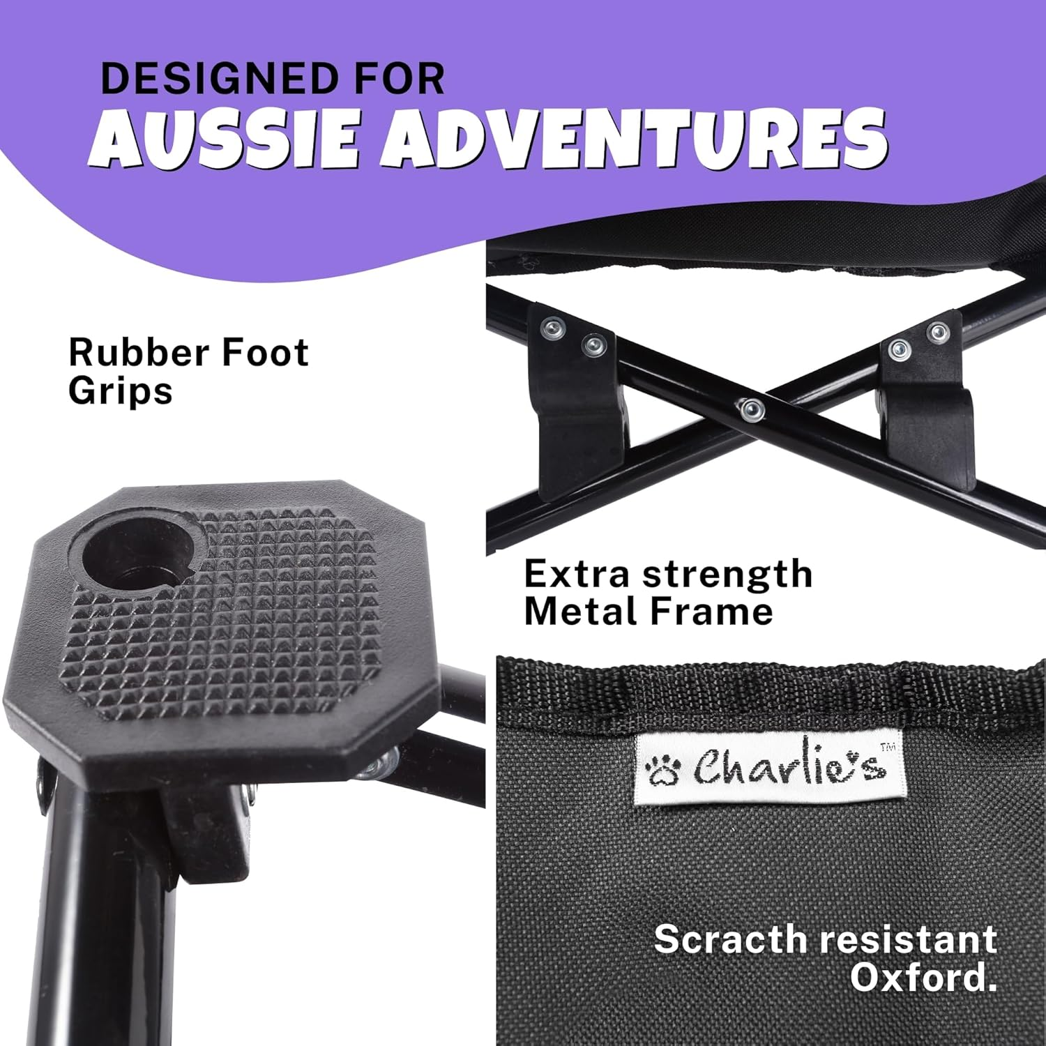 Charlie'S Pet Portable and Foldable Outdoor Pet High Chair Scratch-Resistant Highly Breathable - Black 90X90X25Cm; It Can Load a Maximum Weight of 45Kg image number 3