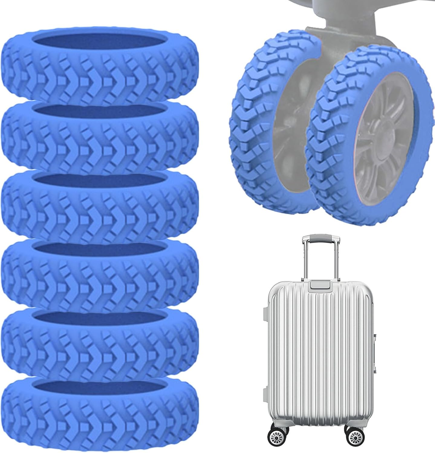 8Pcs Luggage Wheel Covers, Silicone Luggage Wheel Protector Covers, Reduce Noise Shock-Proof Luggage Spinner Wheel Covers image number 2