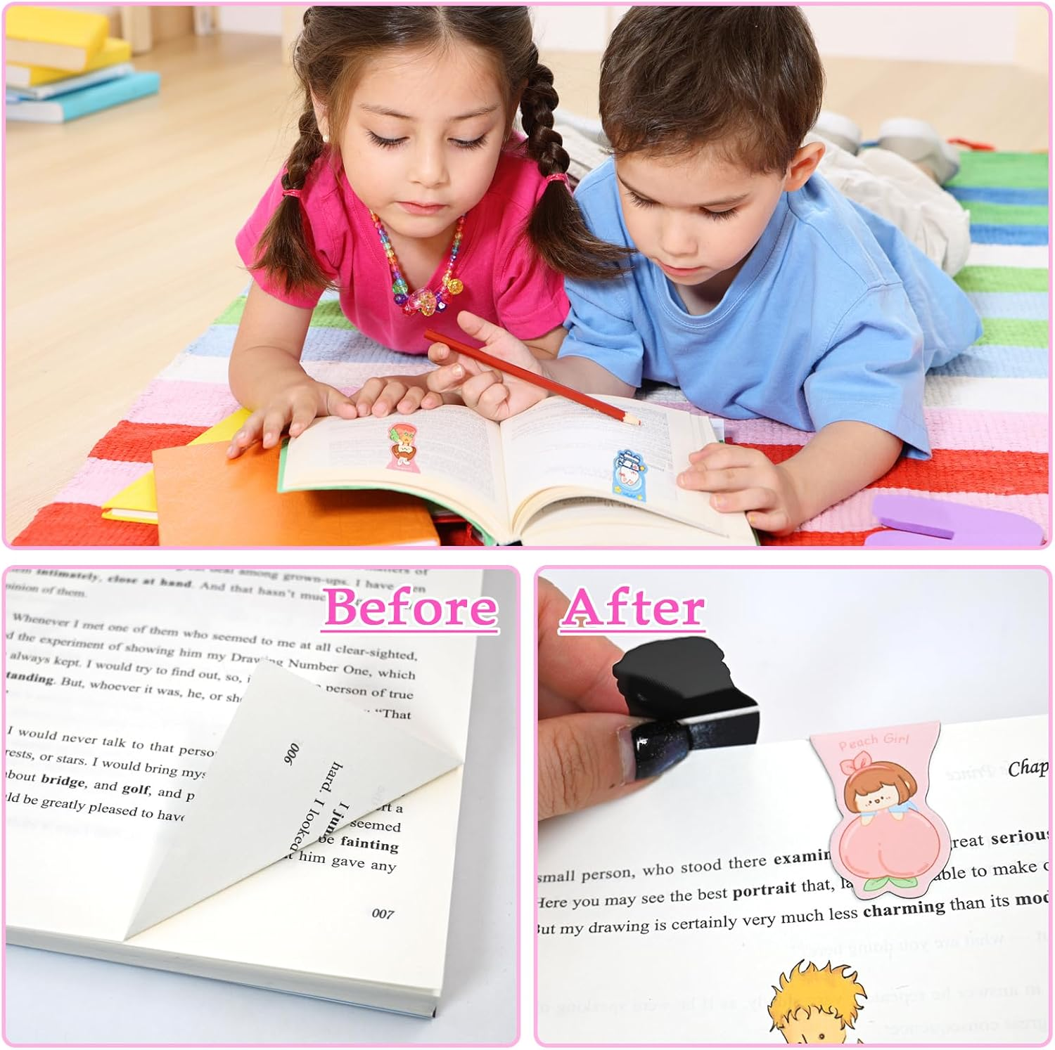 24 PCS Magnetic Bookmarks for Kids, Cute Magnetic Bookmark, Kawaii Bookmarks Book Marker Clip, Magnetic Book Mark for Reading Lovers Women Girls Kids Teachers Stationery Gifts image number 6