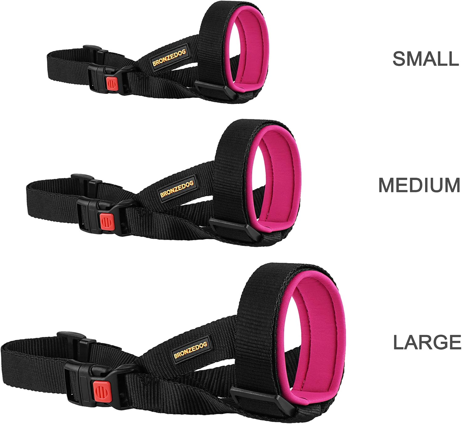 BRONZEDOG Soft Padded Dog Muzzle Adjustable Neoprene Comfort Bitting Chewing Pet Muzzles for Small Medium Large Dogs Puppy (Medium, Snout Strap 8"-10", Pink) image number 1