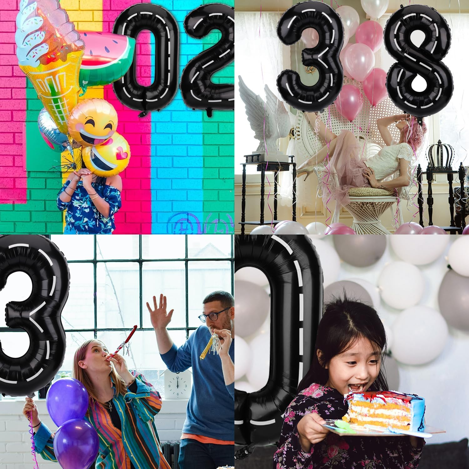 Race Car Balloon Number, 40 Inches Large Black Racetrack Number Balloon Race Car Birthday Balloons Race Car Theme Party Decorations for Boys' Birthday Party Baby Shower (3) image number 6