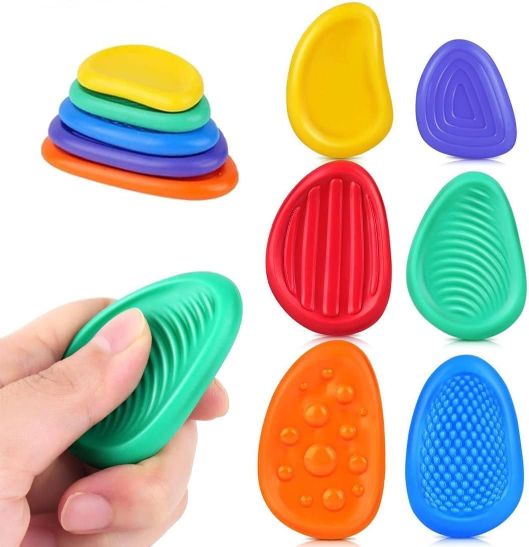 Fidget Toys Sensory Stone for Kids: 6 Pack Textured Soft Worry Stone for Autism Kids Calming - Fidget Stress Toys for Students Anxiety Relief - Small Prizes Fidget Toys image number 3