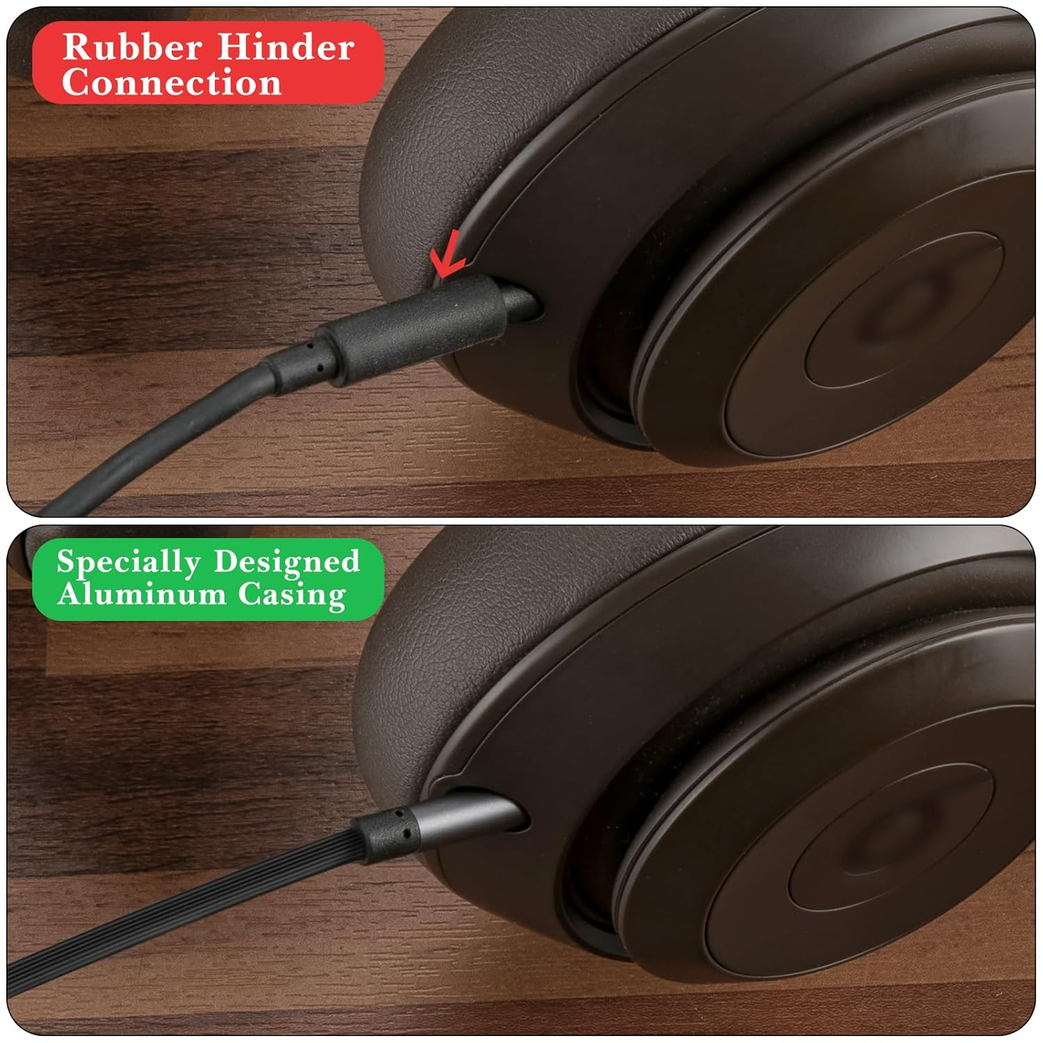 Geekria Audio Cable with Mic and Mute Control Compatible with Sony WH-1000XM6, Beyerdynamic DT 270 PRO, Beats Studio Pro/3, Solo 4 Headphones, 3.5Mm Replacement Cord (4Ft/1.2M) image number 2