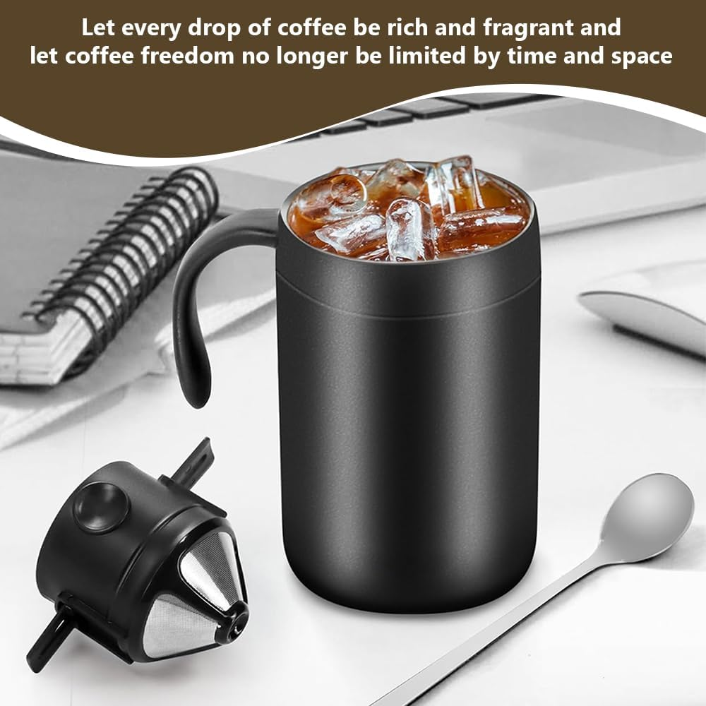 Camping Pour over Coffee Maker Set,Portable Caf Kit, Vacuum Insulated Mug,Stainless Steel Drink Cup, Multi-Purpose with Coffee Dripper,For Travel, Camping, Officing, Backpacking image number 2