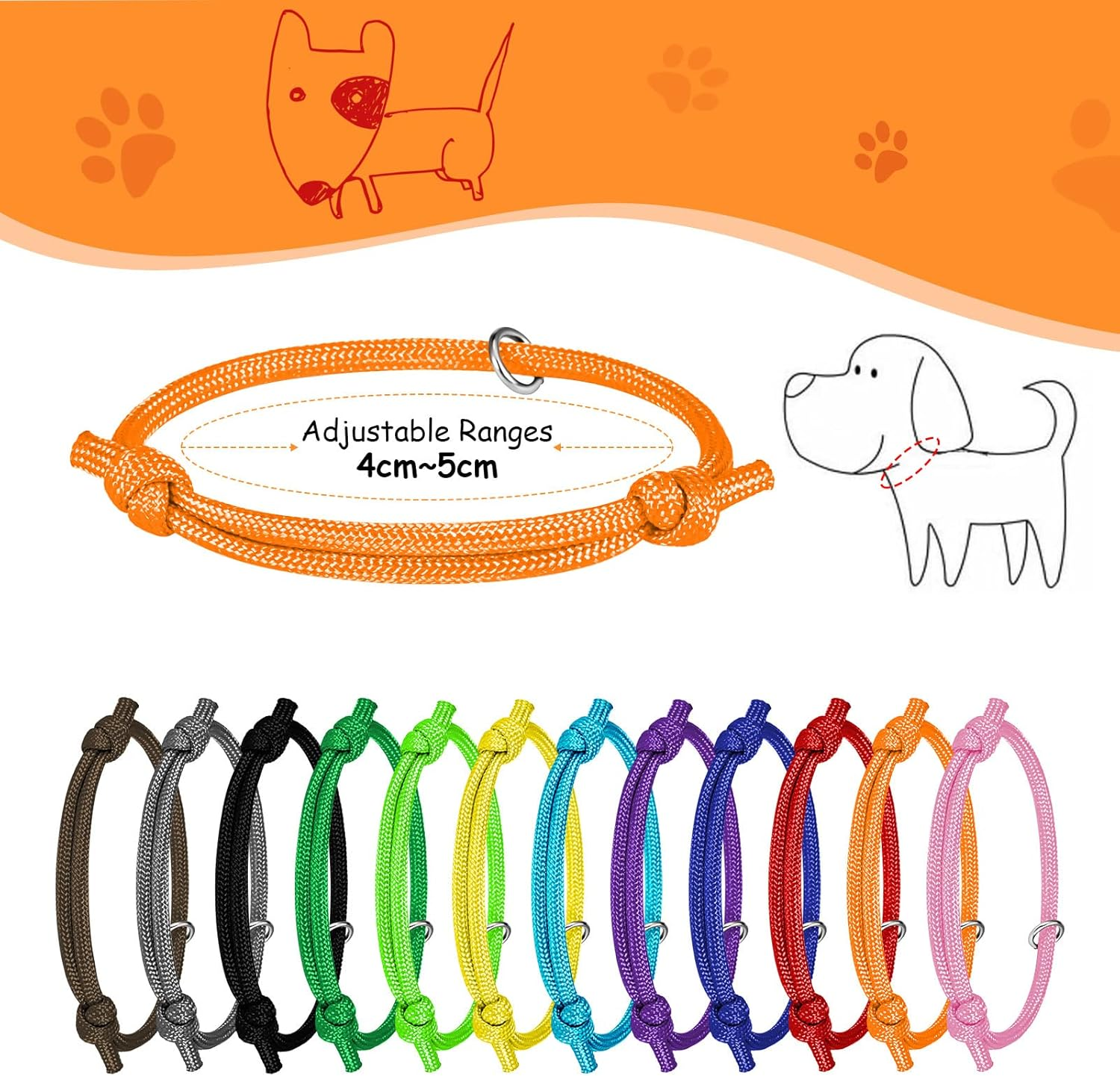 Tonyg-P 12Pcs Puppy ID Collars Whelping Collars Adjustable Puppy ID Bands Identification Puppy Collar for Dog Kitten Newborn Pet,Multi Coloured (S,12-20CM) image number 5