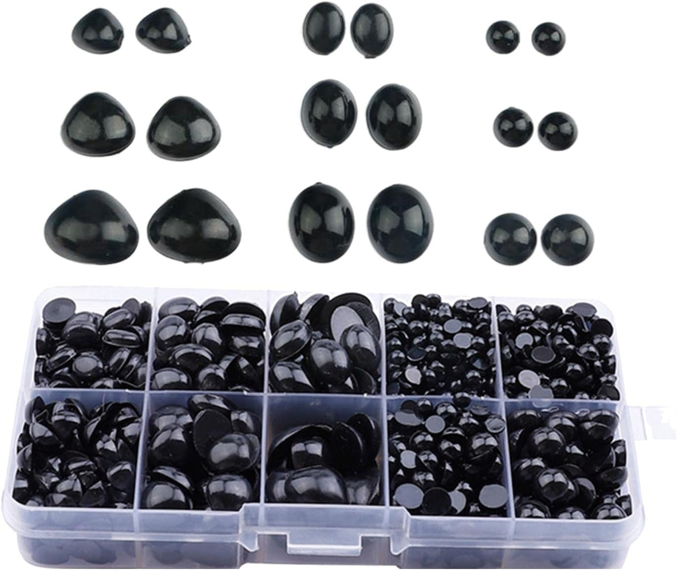 1000Pcs Safety Black Eyes and Noses DIY Crafts Half round Cabochons Flat Bottomed Eyes Sewing Supplies Craft Doll Eyes for Stuffed Animals image number 3