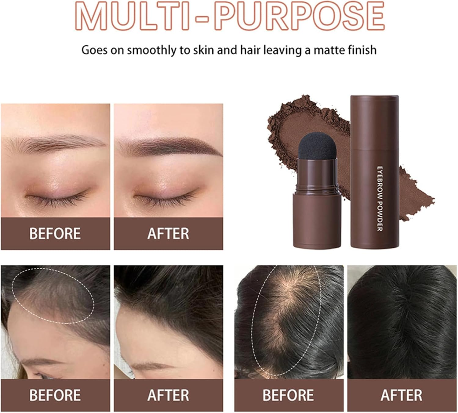 Eyebrow Stamp Stencil Kit - One-Step Vegan Eyebrow Stamp Pomade - Long-Lasting Waterproof Smudge-Proof - with 12Pcs Reusable Thin & Thick Eyebrow Stencils for Perfect Brows # 02 Dark Brown image number 3