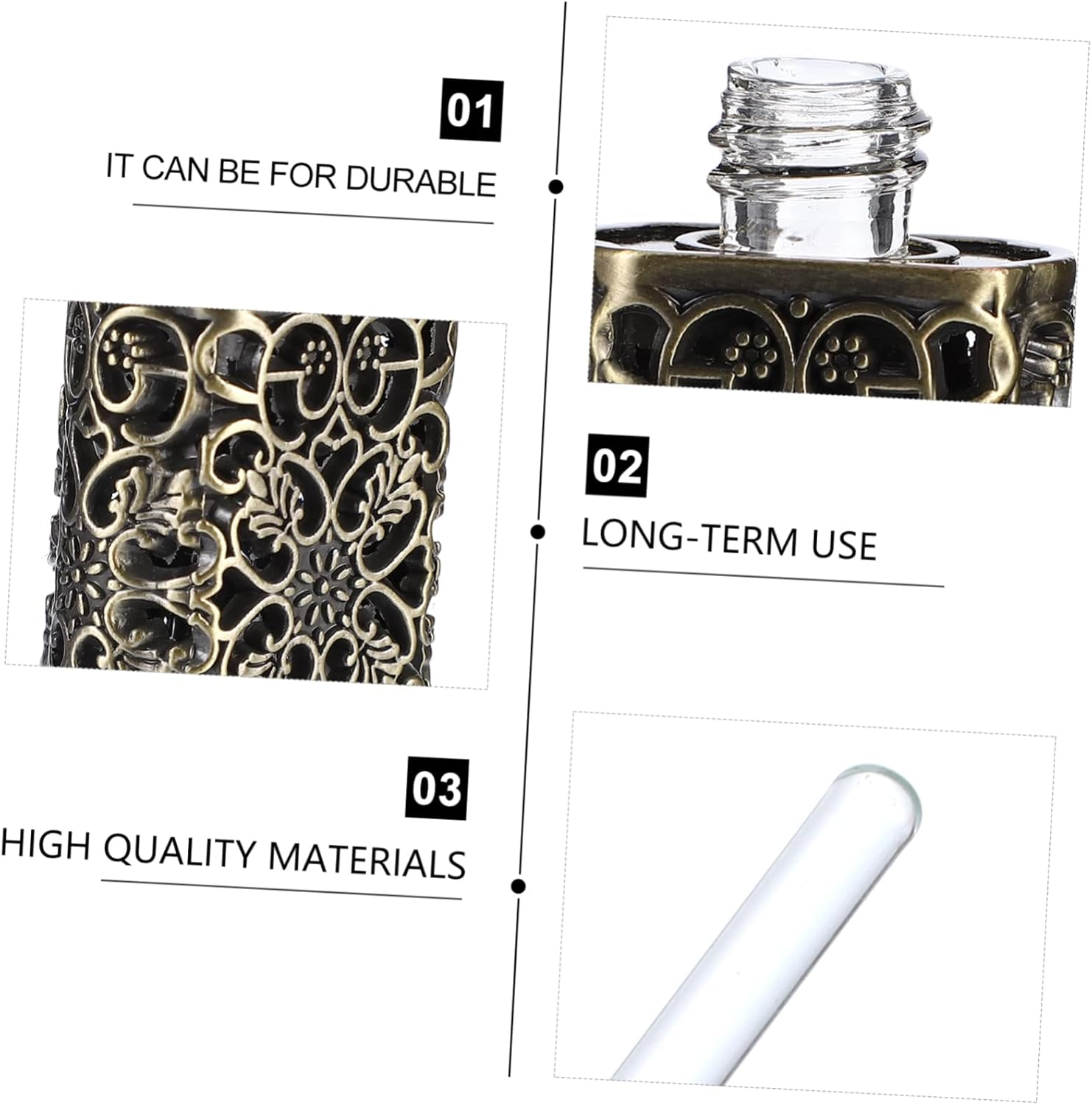 3Pcs Metal Glass Engraving Perfume Bottle 3Ml Essential Oil Dispenser Portable Travel Spray image number 6