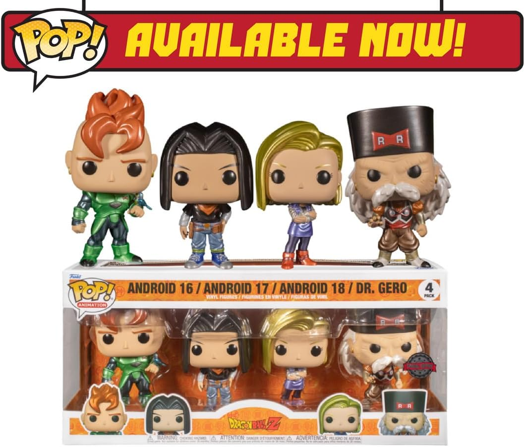 Funko Dragon Ball Z Android 16, Android 17, Android 18 & Dr Gero Pop Vinyl Figure 4 Pack, Multicolor (FUN61120) image number 6