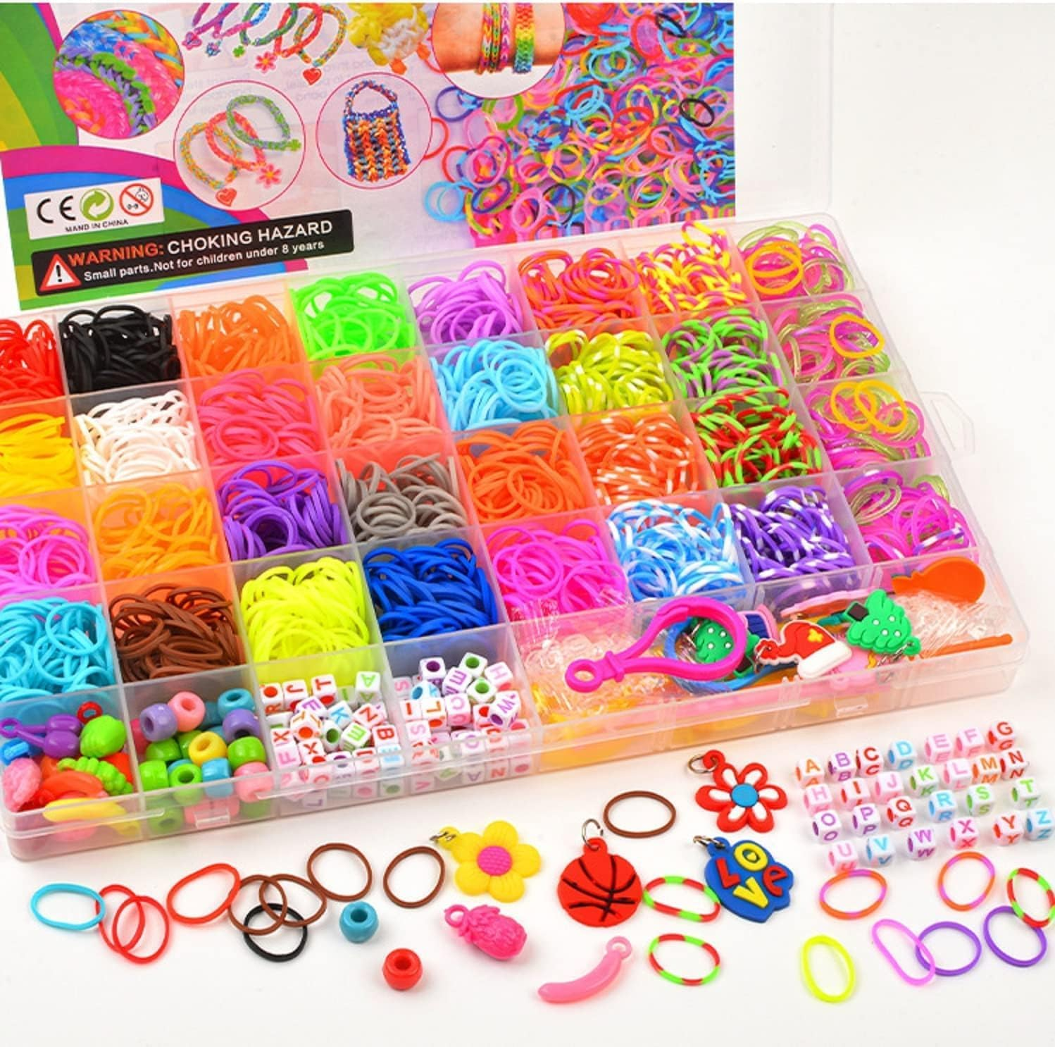 2500+ Loom Bands Kit, IGGDOQI Bracelet Kit, Loom Rubber Bands for DIY Refill Bracelet Making Craft Kits, Friendship Craft Kits Gifts for Boys and Girls Birthday Christmas