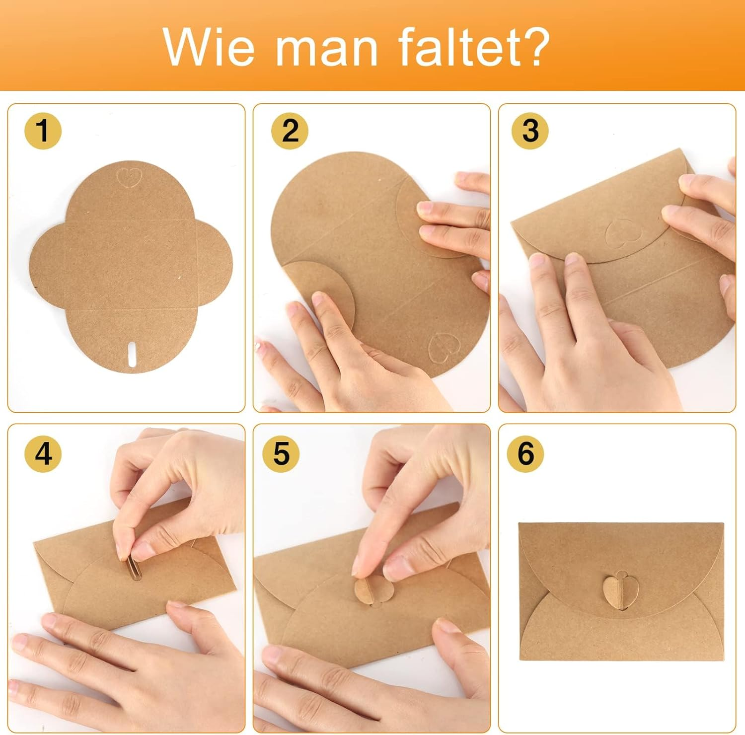 Kraft Paper Envelopes, Pack of 40 Mini Envelopes with 40 Cards Set, Small Envelopes, Mini Envelopes with Heart Closure for Money Gifts, Thank You Cards, Invitation image number 4