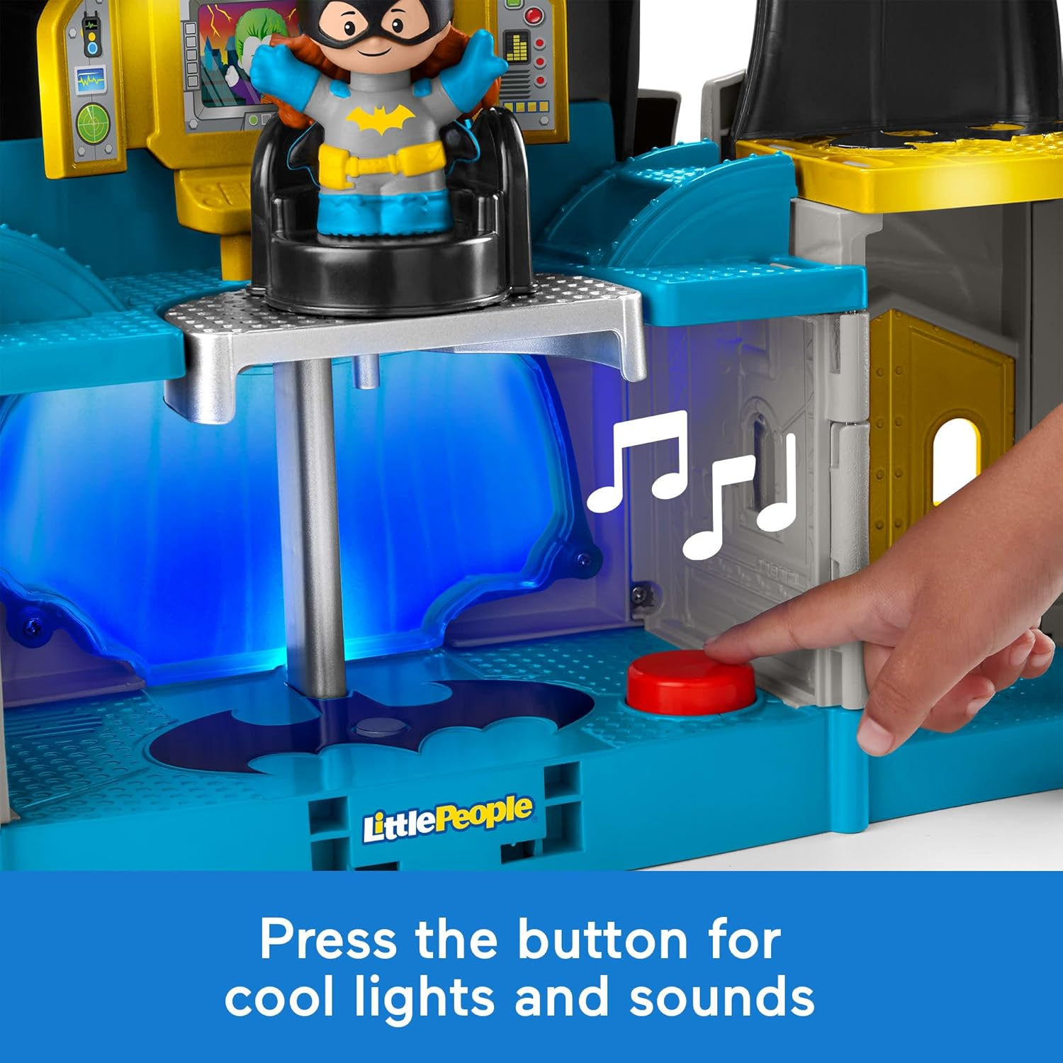 Fisher-Price Little People Toddler Batman Toy DC Super Friends Deluxe Batcave Playset with Figure for Pretend Play Ages 18+ Months image number 2