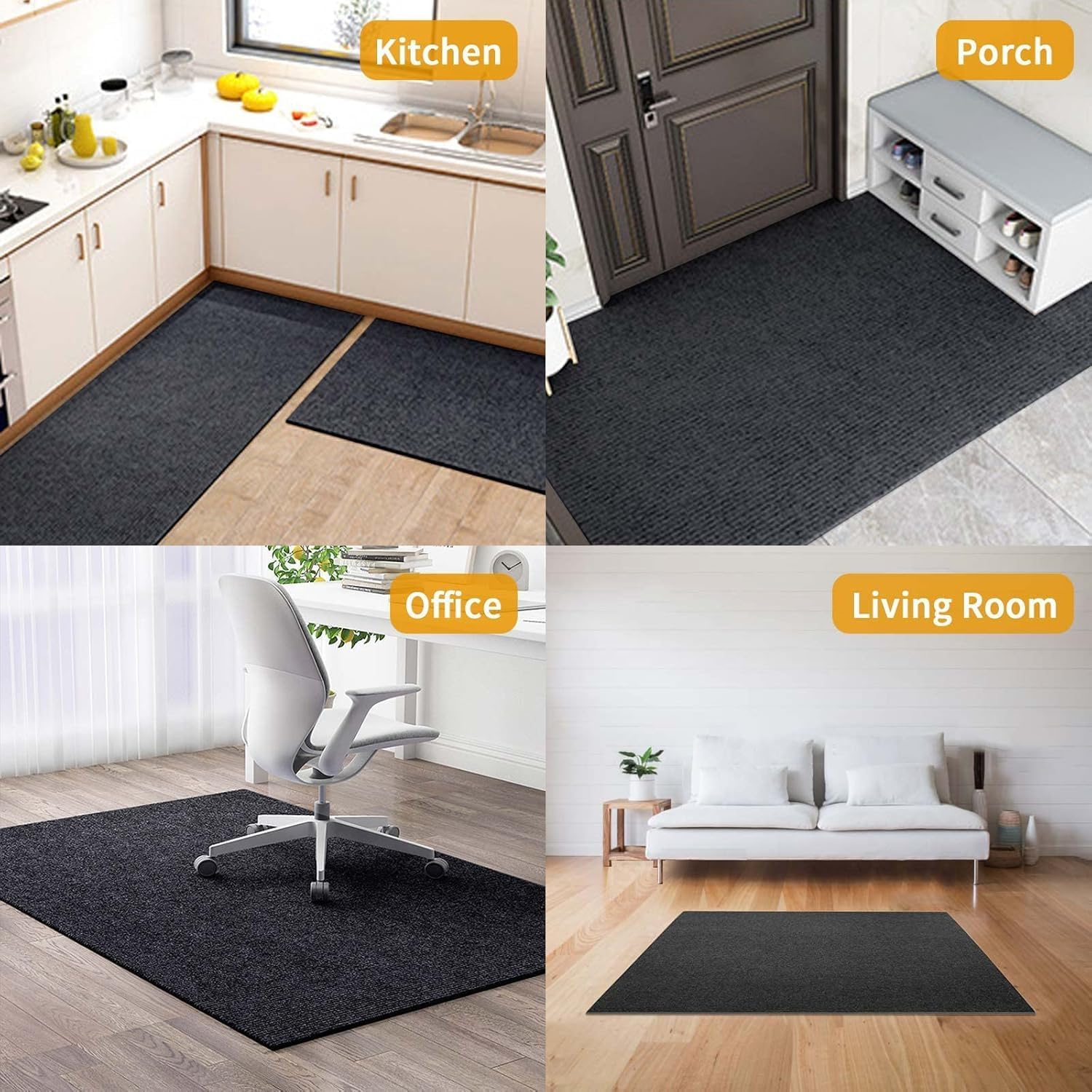 160&times;130Cm Office Chair Mat for Hardwood & Tile Floors &ndash; Anti-Slip, Noise-Reducing, Cuttable, Odorless, Easy-To-Clean Desk Mat for Office, Home & More, Dark Grey image number 3
