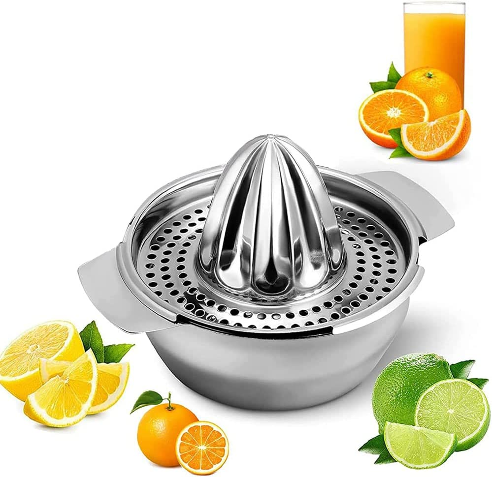 Citrus Juicer Stainless Steel, Manual Hand Citrus Juicer Squeezer for Orange, Lemon, Grapefruit, Lime Lemon & Fruit Juices,Dishwasher Safe,Silver(13Oz) image number 5