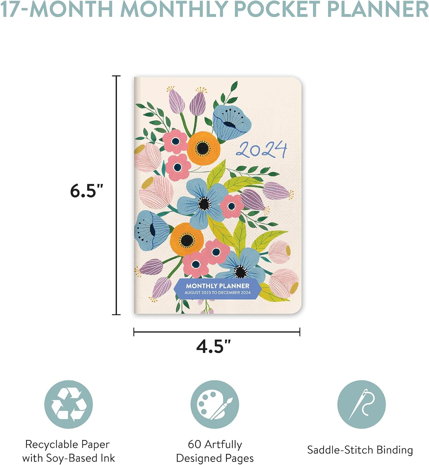 Orange Circle 2024 Bella Flora Monthly Pocket Planner image number 1