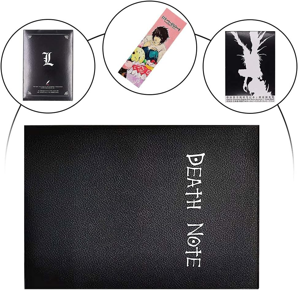 Death Note Notizbuch Mit Federstift, F&uuml;r Cosplay-Liebhaber, Kann Als Tagebuch Und Notizbuch Verwendet Werden (Mit Federstift Und L-F&ouml;rmiger Halskette) image number 5