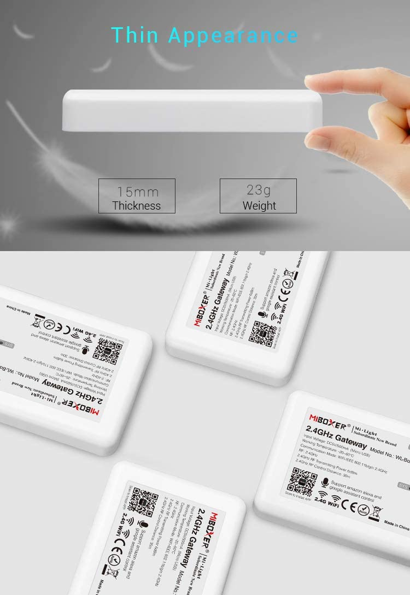 Miboxer Wl-Box1 Gateway Hub,Used for Smartphone APP Control 2.4Ghz Series LED Lights and LED Strip Controller.Compatible with Alexa Google Home Assistant image number 4