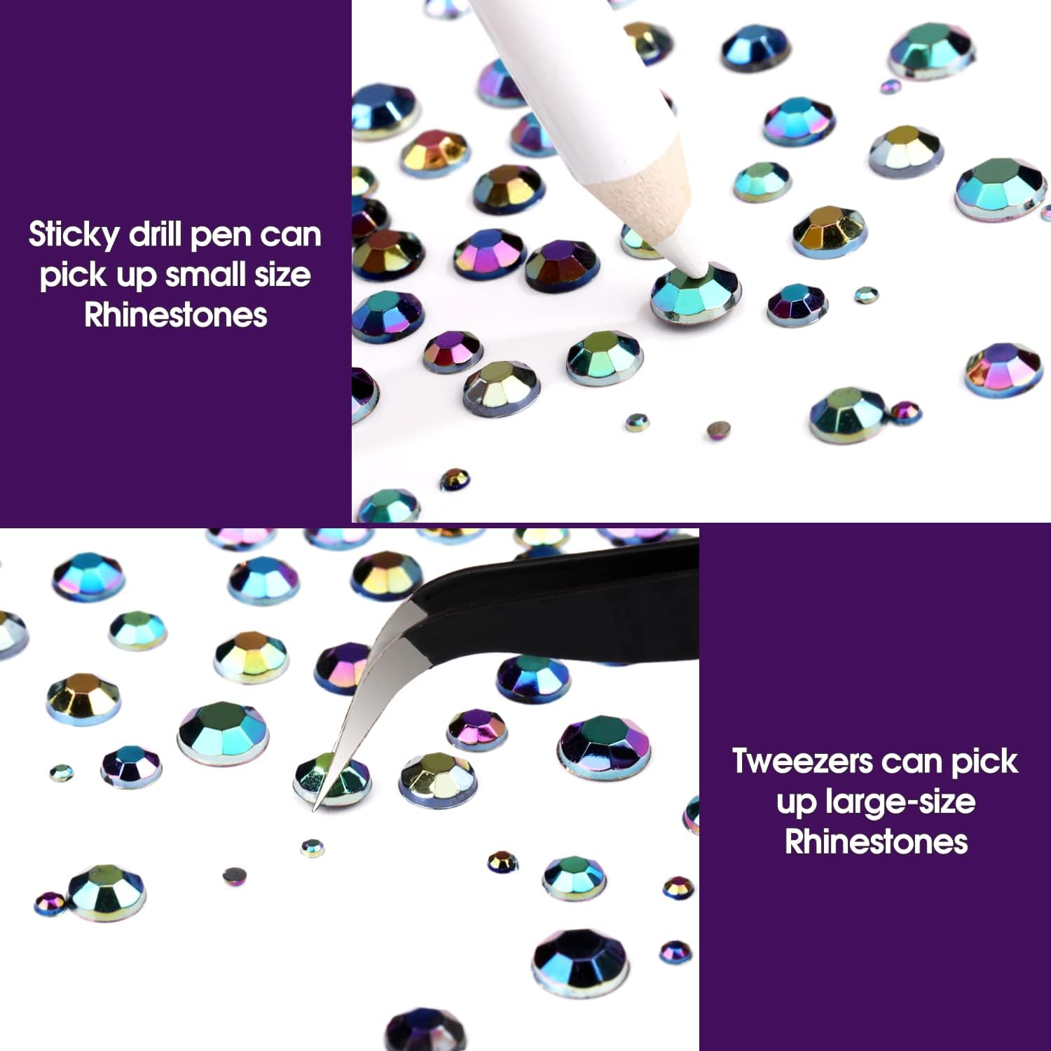 5320 Pieces Flat Back Gems round Crystal Rhinestones 6 Sizes (1.5-6 Mm) Colorful Gems with Pick up Tweezer and Rhinestones Picking Pen for Crafts Nail Face Art Clothes Shoes Bags DIY image number 2