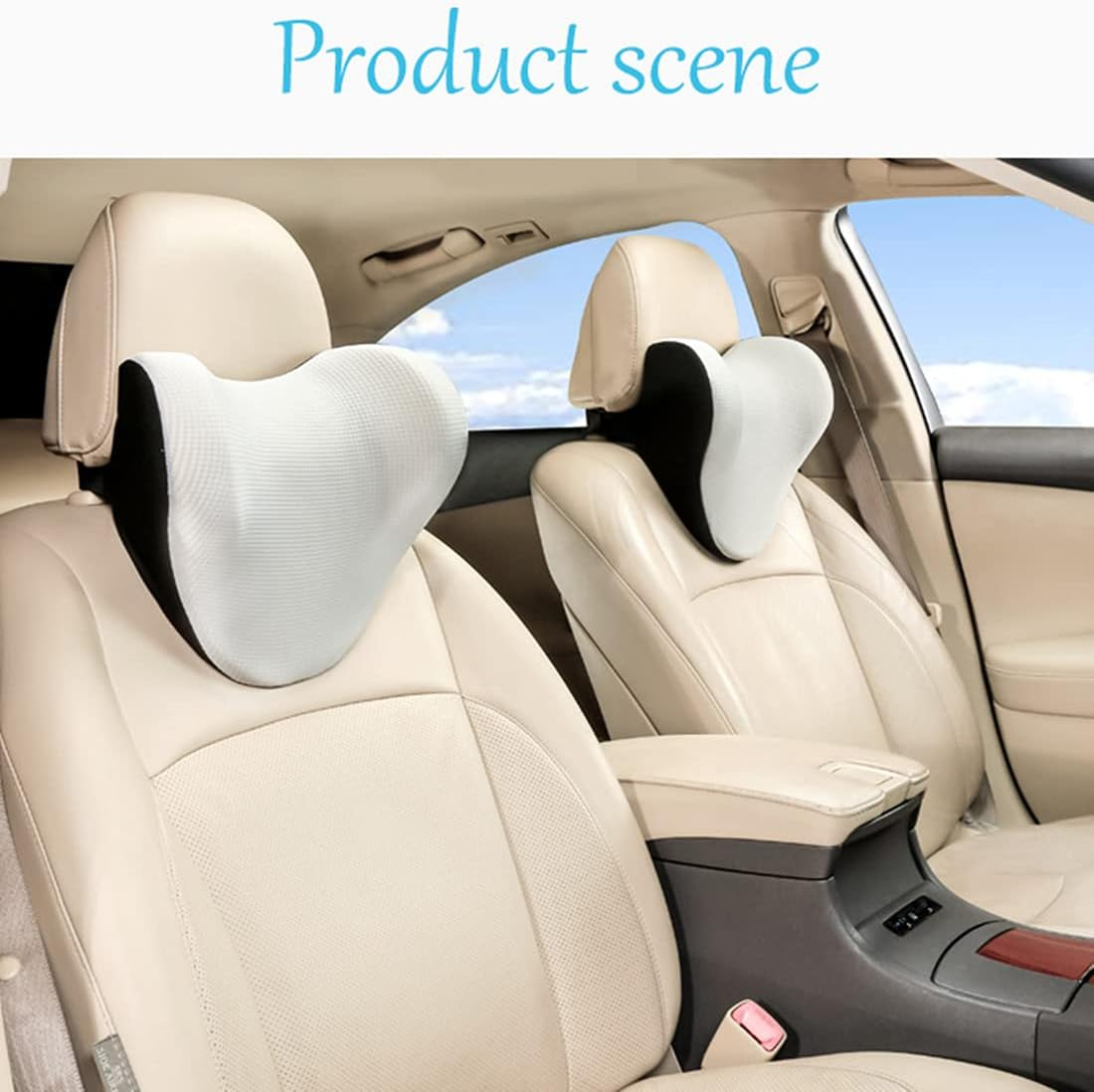 Car Seat Neck Pillow,Car Pillow for Driving Seat with Adjustable Strap,Space Memory Foam Car Pillow for Ice Silk Breathable Car (Gray) image number 5
