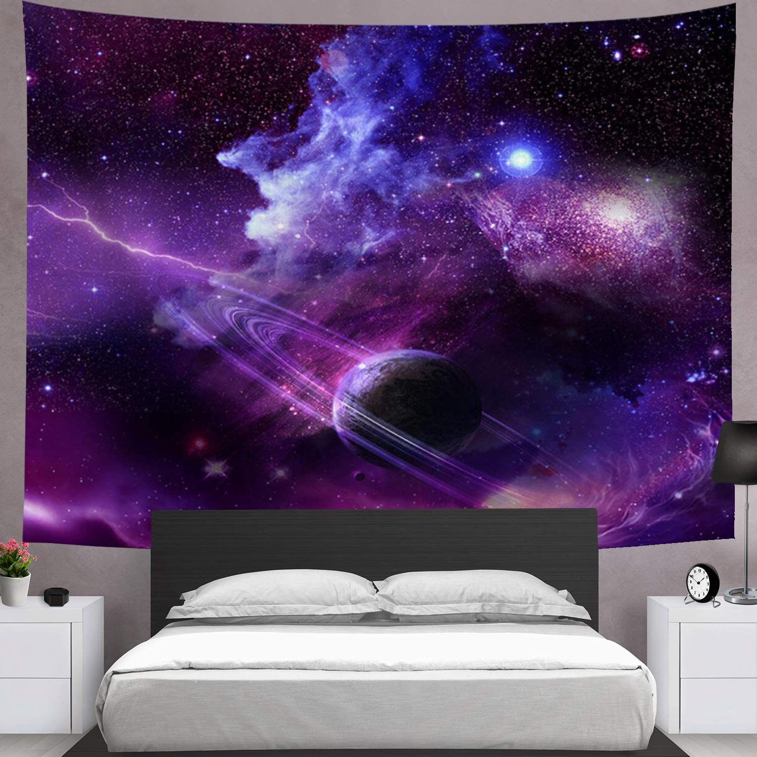 Galaxy Tapestry Starry Sky Psychedelic Space Landscape Art Print Wall Hanging for Home Decor (H51.2W59.1 Inches) image number 3