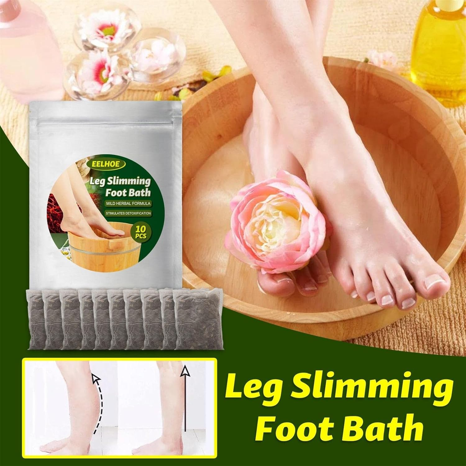Foot Soaker Foot Powder,Chinese Medicinal Herbs Mugwort Herbal Bath Soak Bag Lymphatic Drainage for Feet Care Immunity Strengthen and Sleep Improval,Foot Therapeutic Herbal Bath Herbal Remedies image number 1