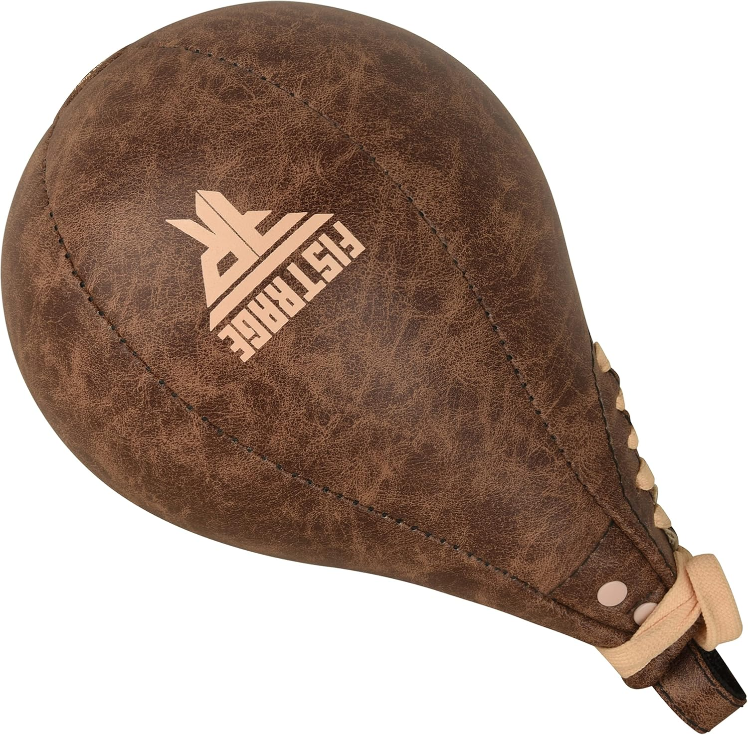 Speed Ball Boxing Bag Leather MMA Muay Thai Training Punching Dodge Striking Kit with Free Hanging Swivel Workout Speedball Kicking Platform Equipment - Beige image number 2