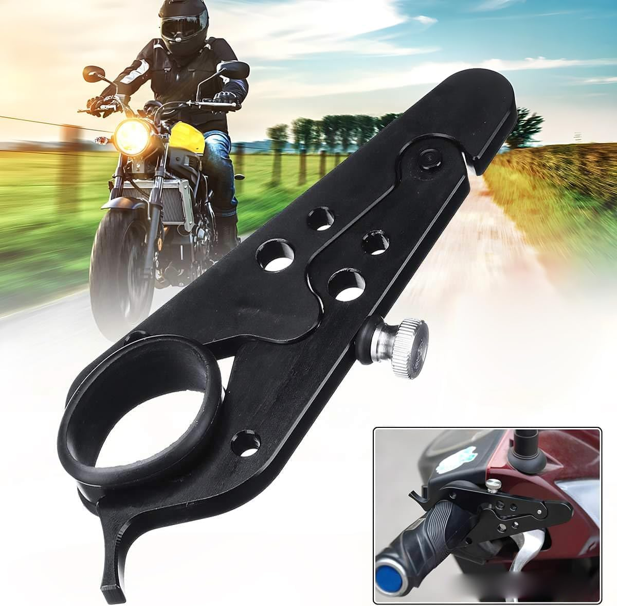 Motorcycle Cruise Control, Motorcycle Handle Retainer Clips, Aluminum Throttle Assist Lock Throttle Grip, Universal Cruise Assist Wrist Hand Grip Lock Clamp with Silicone Ring