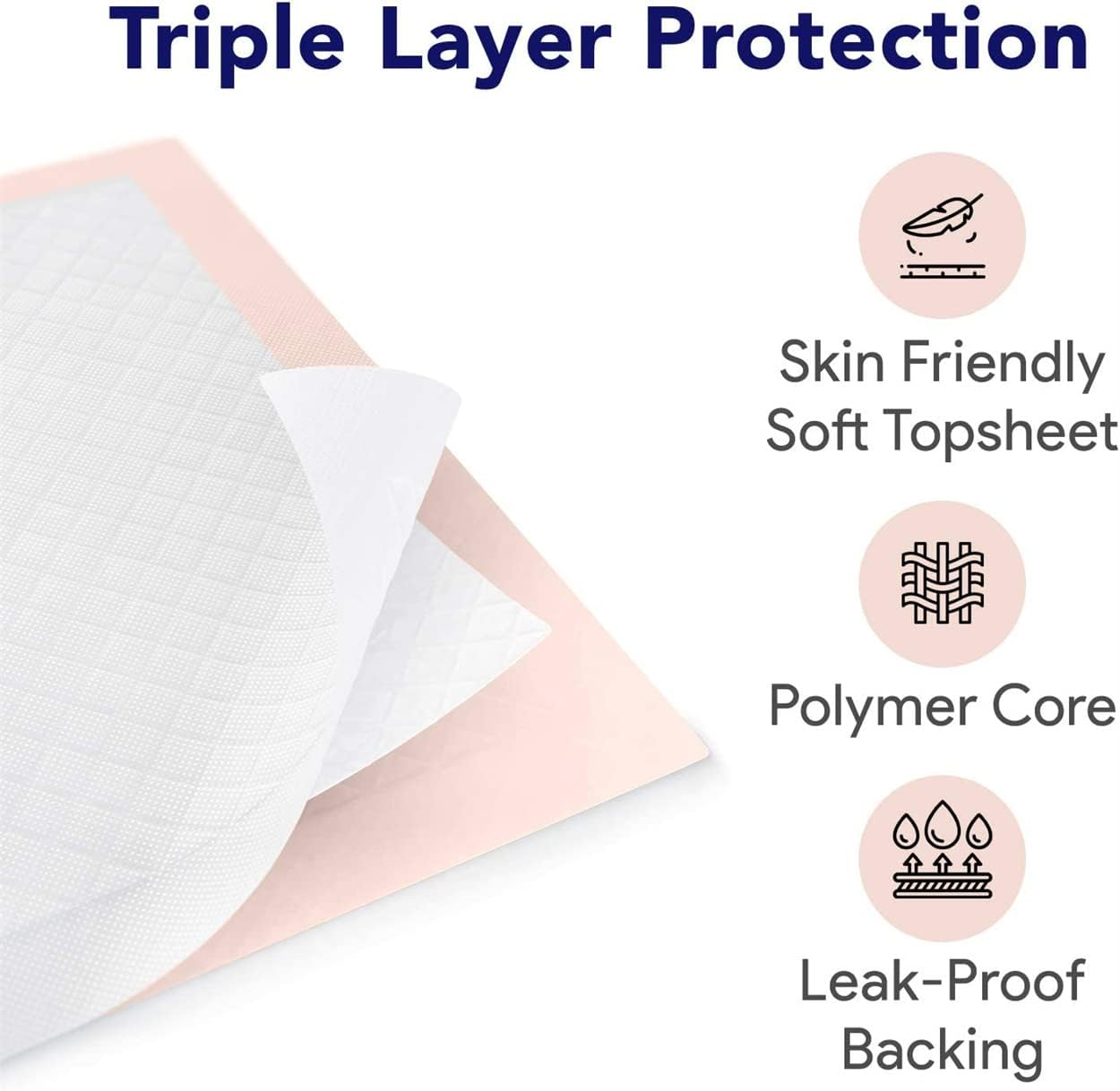 Premium Disposable Dog Pee Pads Chucks Pads, 50 Pack Incontinence Bed Pads, Leak-Proof and Super Absorbent Dog Pee Pads, Disposable Fast Drying Pee Mats for Dogs, Cats, Rabbits Pets (Medium(50Pcs)) image number 1