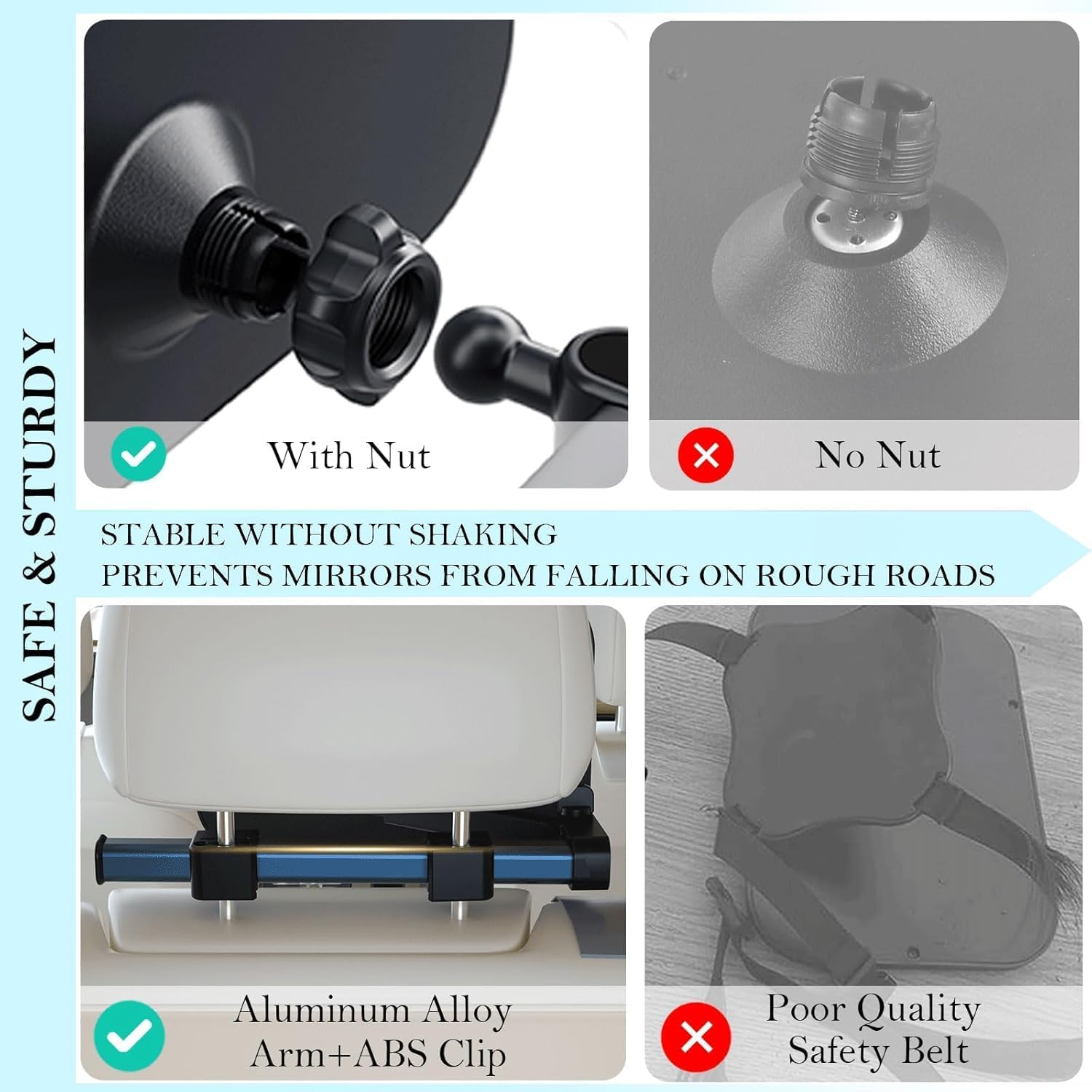 Baby Car Mirror Rear Facing, Safety Adjustable Car Seat Mirror for Baby Extendable Camera Monitor with Hook Clip Design Clear View image number 6