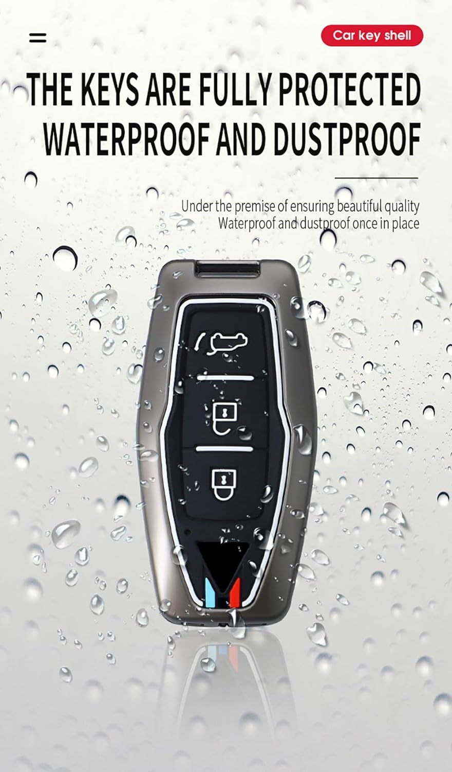 Ontto Alloy Car Key Fob Cover Fit for Mitsubishi Outlander 2022 2023 Smart Key Case Keyring Silicone Key Shell Holder Bag Keychain Protection Accessories Silver A image number 1