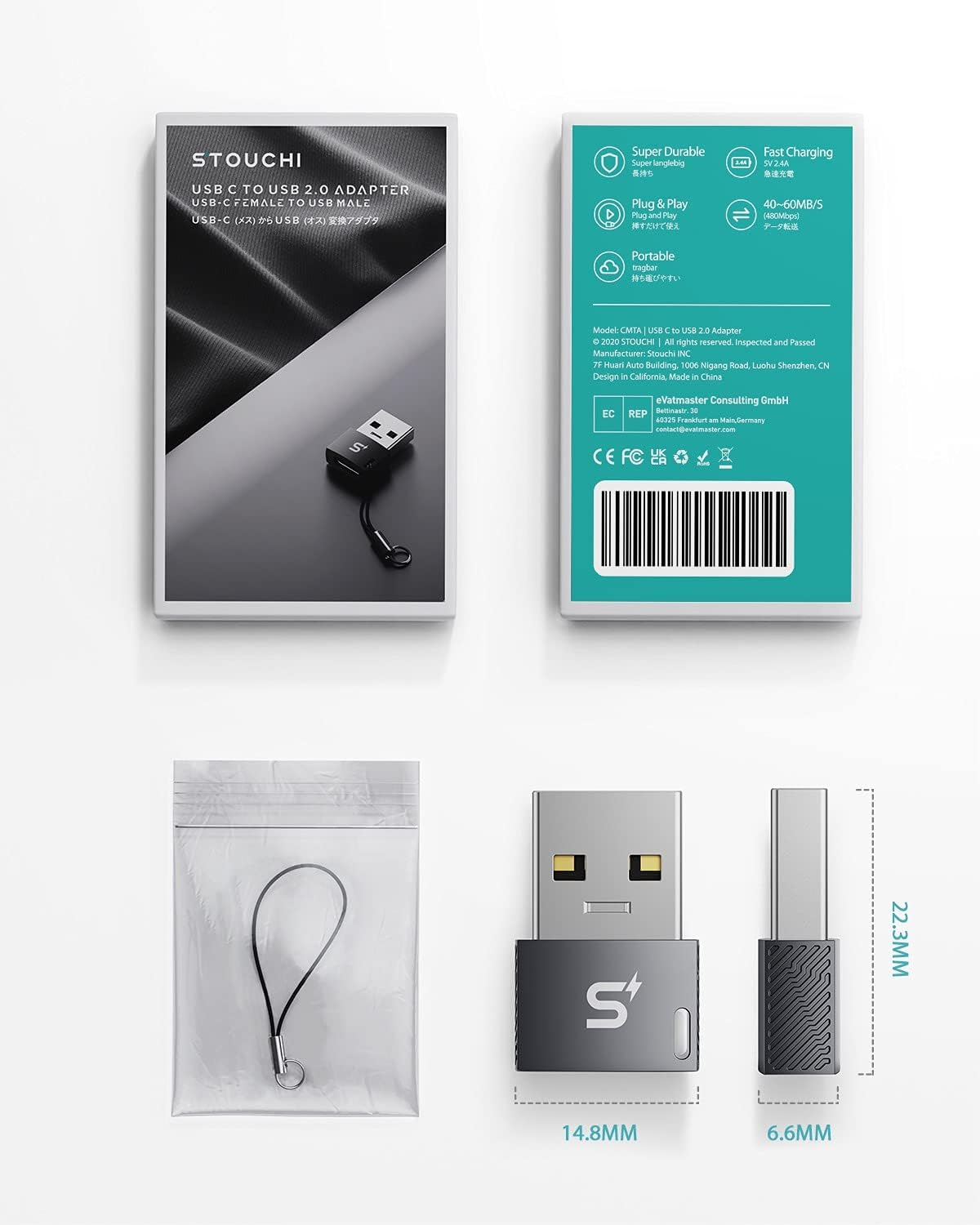 Stouchi USB C Female to USB Male Adapter, Type C to USB Charger Cable Adapter for Iphone 15 14 13 Pro Max,Airpods, Ipad,Samsung Galaxy Note 20 S24 S23 S22 Tab S9,Google Pixel 8 Pro Oneplus 12 image number 2