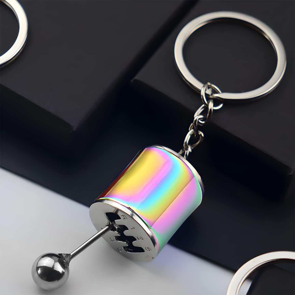 BELOMI Car Shifter Gear Keychain, 6 Speed Shifter Keyring Gadgets, Car Shift Lever Manual Transmission Gearbox Pendant Accessories (Multicolor) image number 3