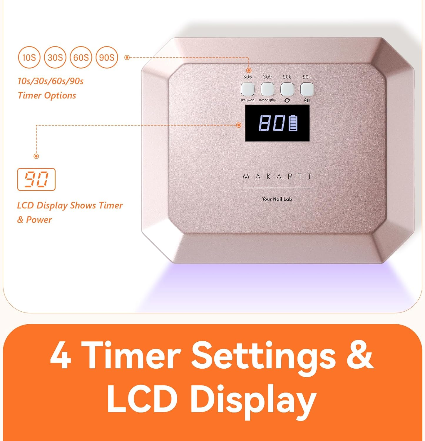 Makartt UV LED Nail Lamp for Gel Nails &ndash; Rechargeable Aurora 30W Nail Light with 39 Leds, Large Space 2600Mah Battery 4 Timers & Auto Sensor Fast Curing Cordless Nail Lamp for Salon(Rose Pink) image number 1