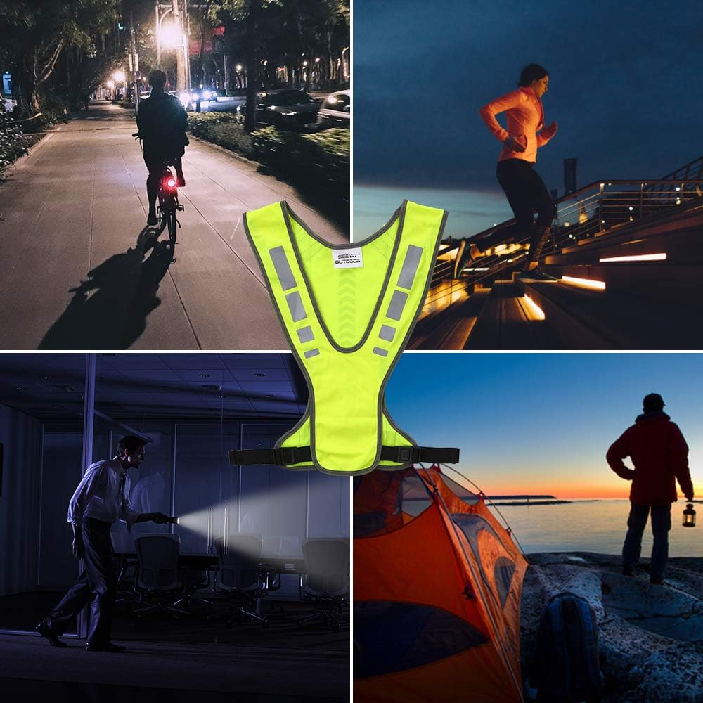 High Visibility Safety Vest Outdoor Sports Running Cycling Reflective Vest with Pocket image number 2