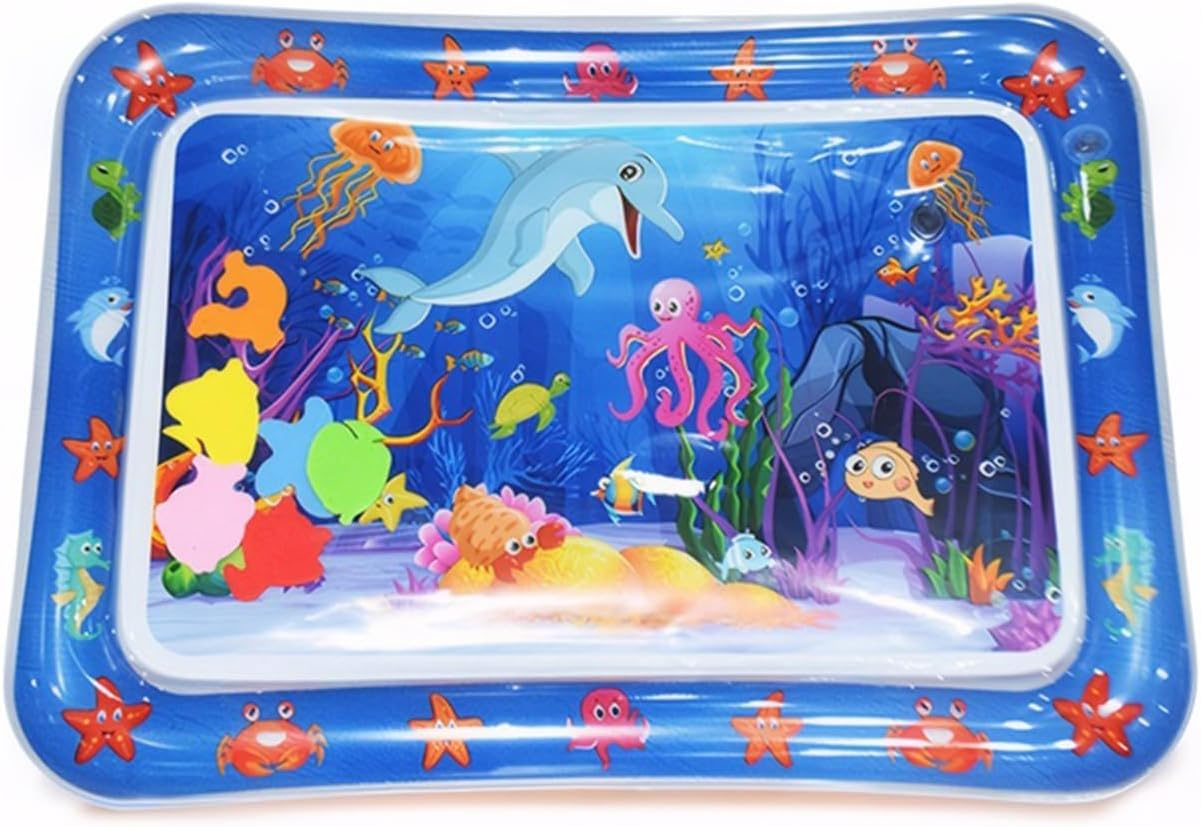 Pet Water Sensory Play Mat for Cats, Water Play Mat Water Filling Inflatable Tummy Time Mat Floating Dual Use Toy （Ocean Themed Style）, 70 X 50Cm Portable image number 1