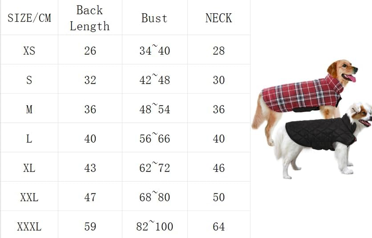 Dog Jackets for Winter Windproof Waterproof Reversible Dog Coat for Cold Weather Plaid Warm Dog Vest for Small Medium Large Dogs (Red Checkered, XL) image number 5